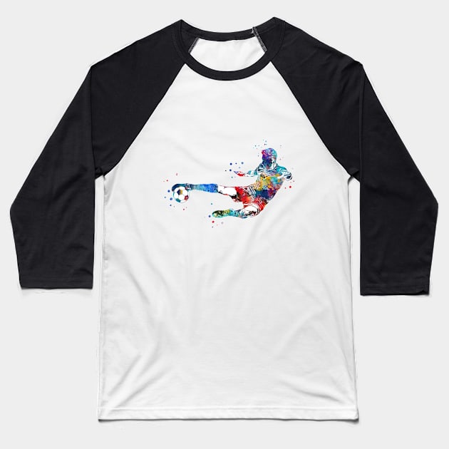 Male Soccer Player Baseball T-Shirt by RosaliArt